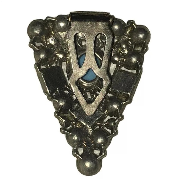 Vintage Faux Turquoise Art Deco Dress Clip - Picture 4 of 8